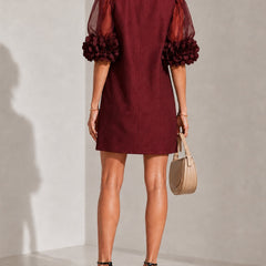 Francesca Floral-Cuff Puff-Sleeve Mini Dress