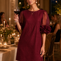 Francesca Floral-Cuff Puff-Sleeve Mini Dress