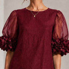 Francesca Floral-Cuff Puff-Sleeve Mini Dress