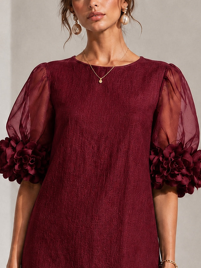 Francesca Floral-Cuff Puff-Sleeve Mini Dress