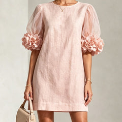 Penelope Floral-Cuff Puff-Sleeve Mini Dress