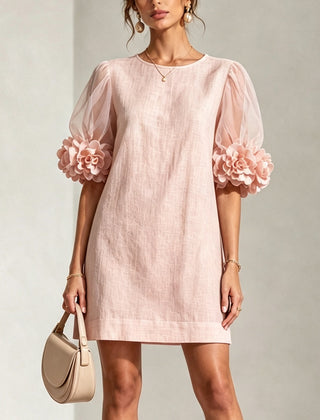 Penelope Floral-Cuff Puff-Sleeve Mini Dress