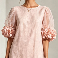 Penelope Floral-Cuff Puff-Sleeve Mini Dress