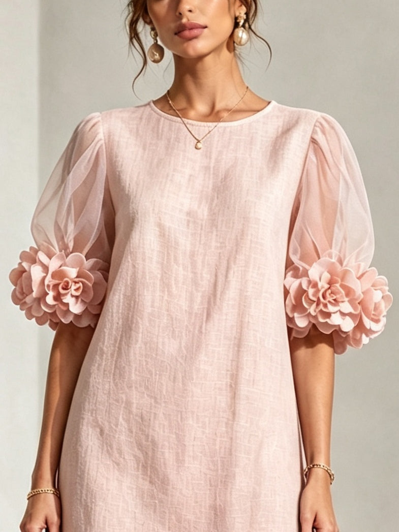 Penelope Floral-Cuff Puff-Sleeve Mini Dress