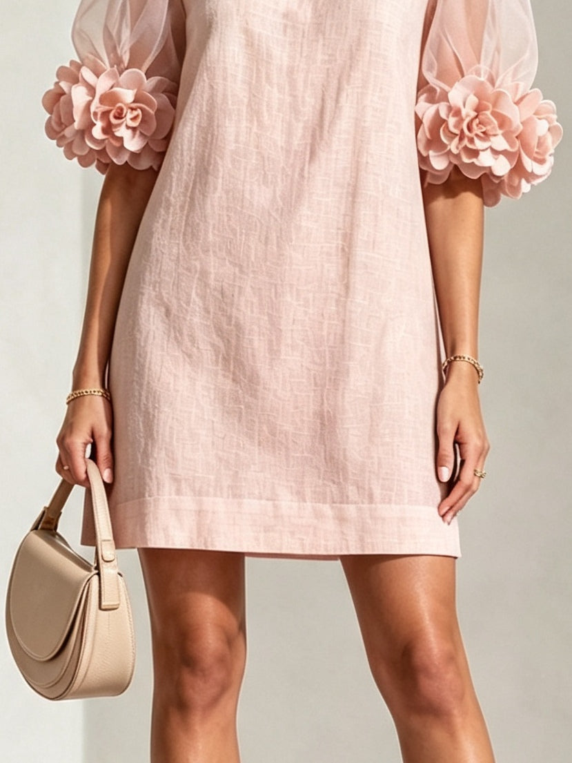 Penelope Floral-Cuff Puff-Sleeve Mini Dress