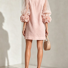 Penelope Floral-Cuff Puff-Sleeve Mini Dress
