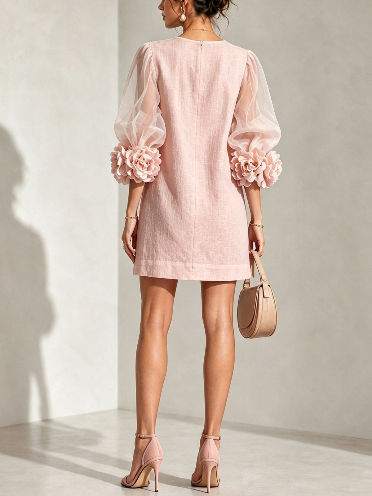 Penelope Floral-Cuff Puff-Sleeve Mini Dress