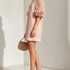 Penelope Floral-Cuff Puff-Sleeve Mini Dress