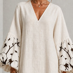 Waverly Puff-Sleeve Floral Mini Dress with V-Neckline
