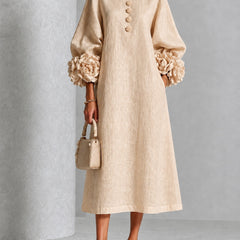 Rosanne Rosette-Cuff Midi Dress