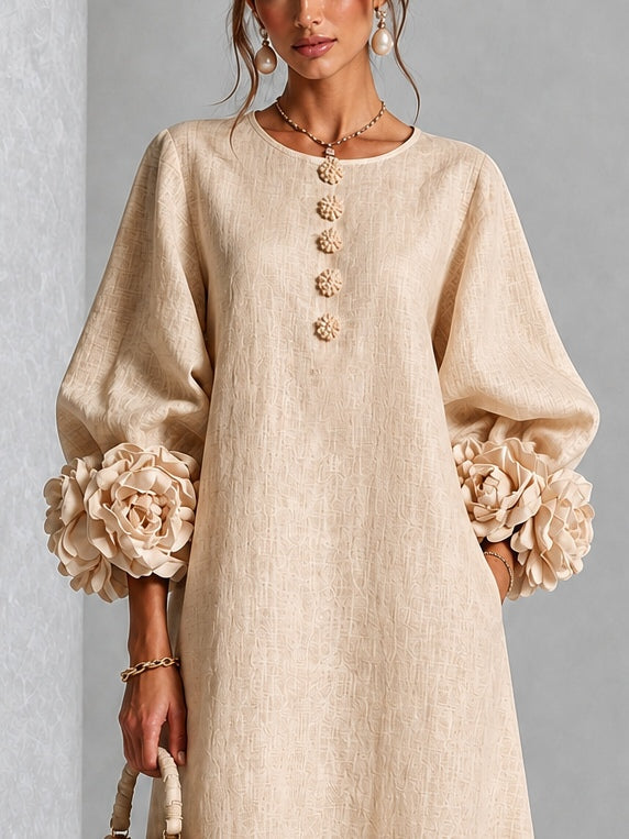 Rosanne Rosette-Cuff Midi Dress