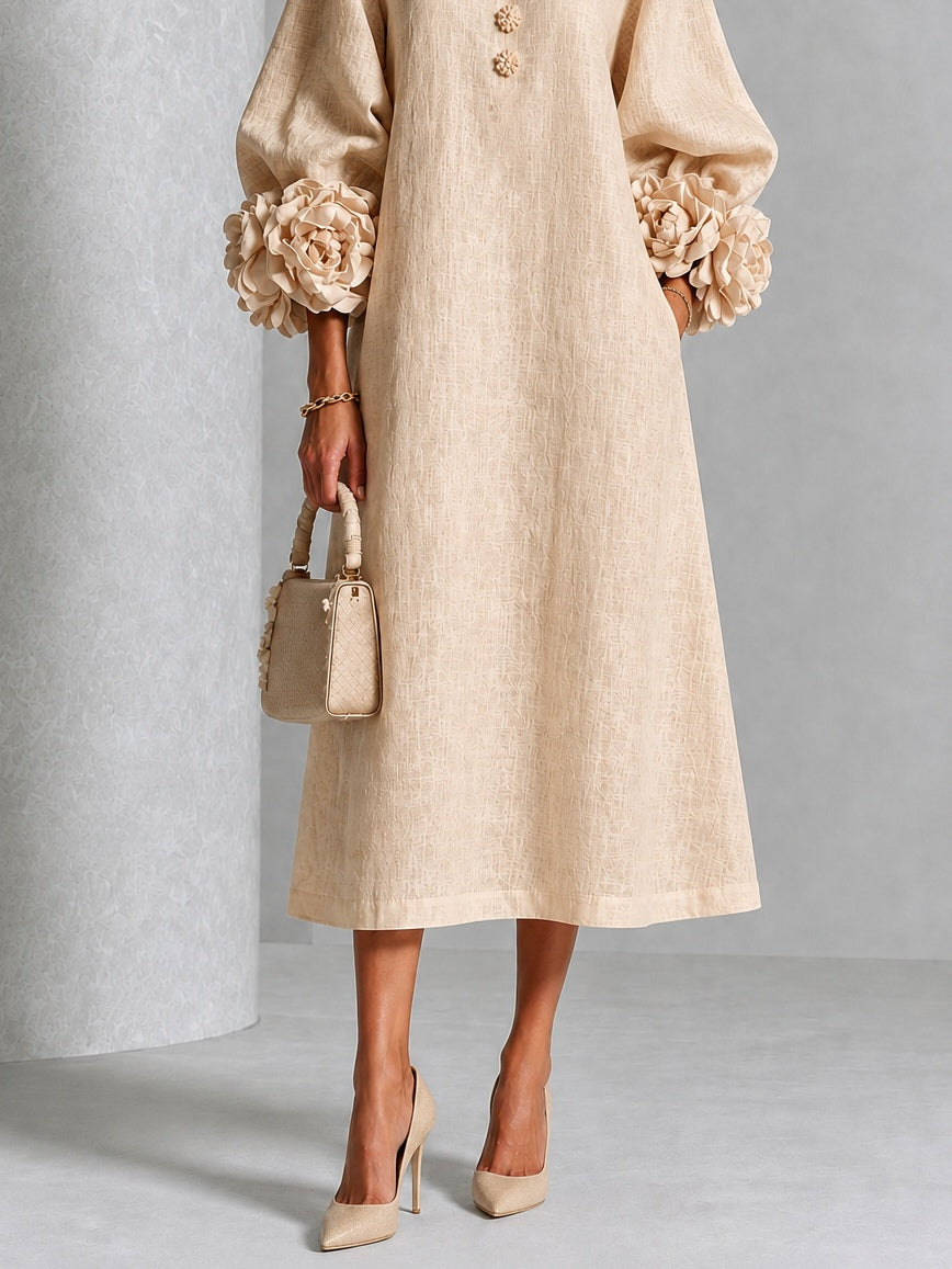 Rosanne Rosette-Cuff Midi Dress