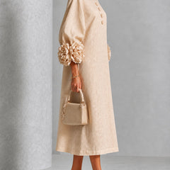 Rosanne Rosette-Cuff Midi Dress