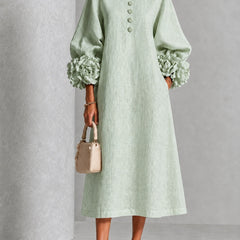 Eloise Floral-Cuff Midi Dress