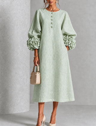 Eloise Floral-Cuff Midi Dress