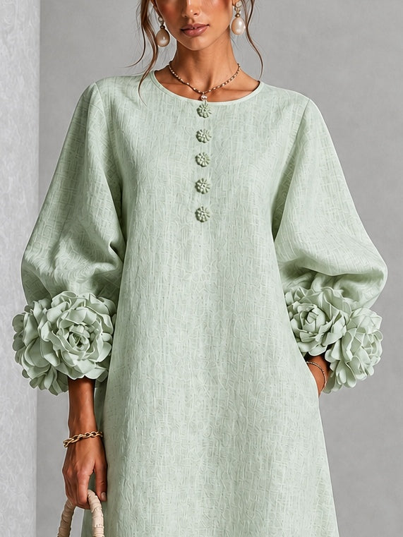 Eloise Floral-Cuff Midi Dress