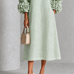 Eloise Floral-Cuff Midi Dress