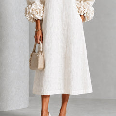 Henrietta Floral-Cuff Buttoned Midi Dress