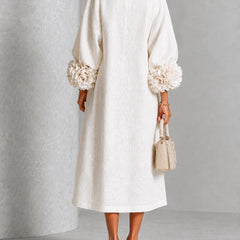 Henrietta Floral-Cuff Buttoned Midi Dress
