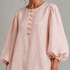 Rosalyn Floral-Button Puff-Sleeve Mini Dress