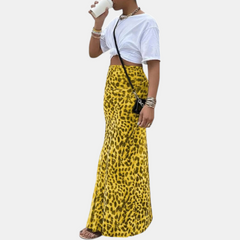 Isla high waist mesh overlay maxi skirt in yellow