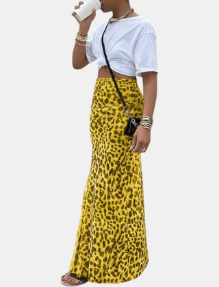 Isla high waist mesh overlay maxi skirt in yellow