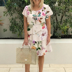 Floral spring midi dress front view