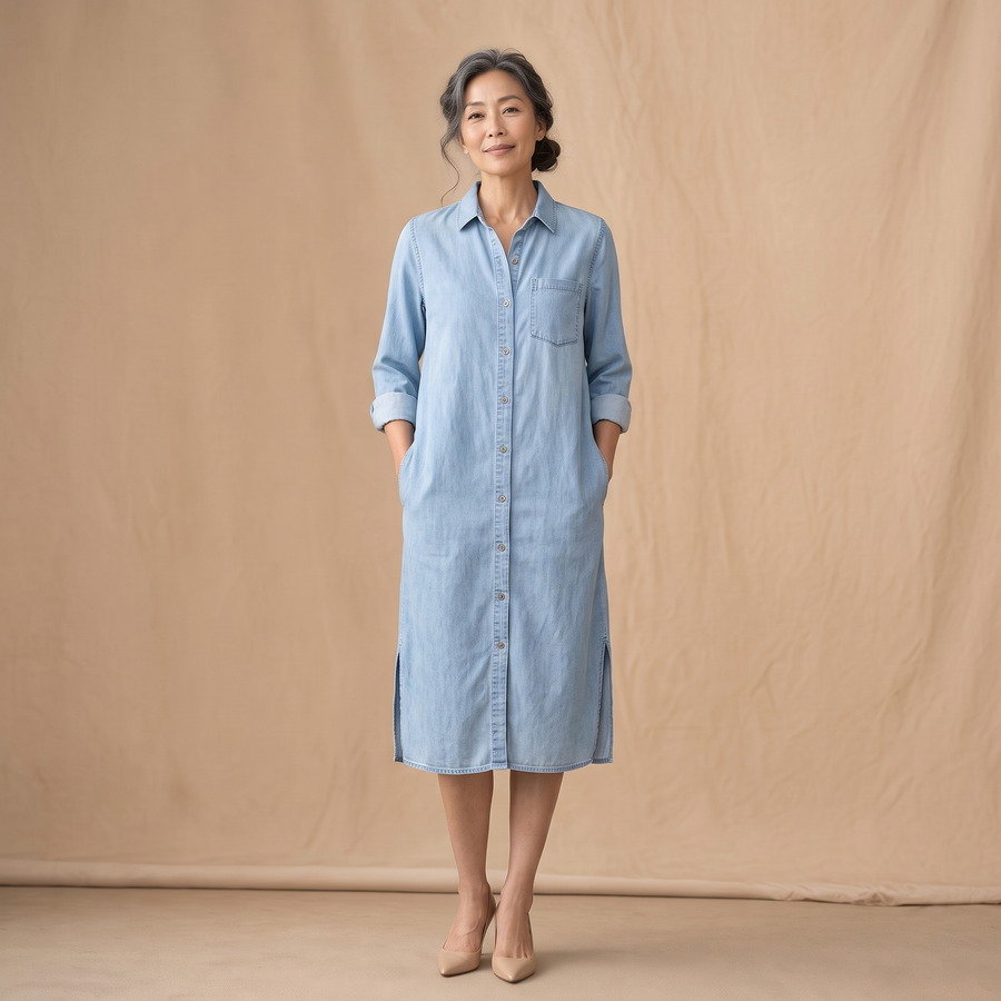 Ada loose midi shirt dress