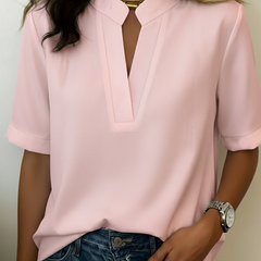 Nadia short sleeve relaxed fit shirt in pink