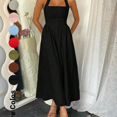 Billie sleeveless A line dress front view