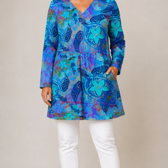 April long blouse in blue, front view