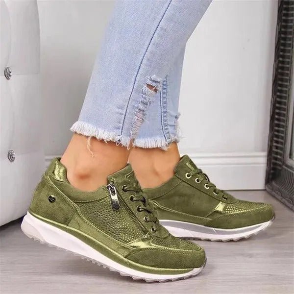 Gabri zip-up orthopedic sneaker in green