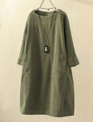 Corduroy midi dress front view