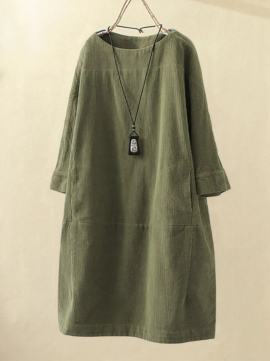 Corduroy midi dress front view