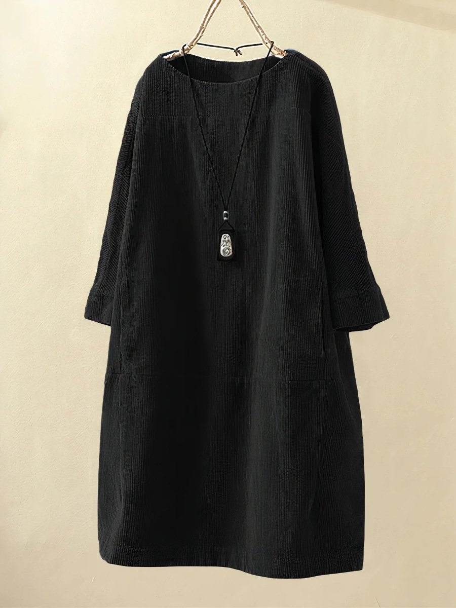 Full length view of the corduroy midi dress