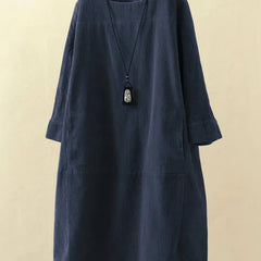 Corduroy midi dress shown in a second colour