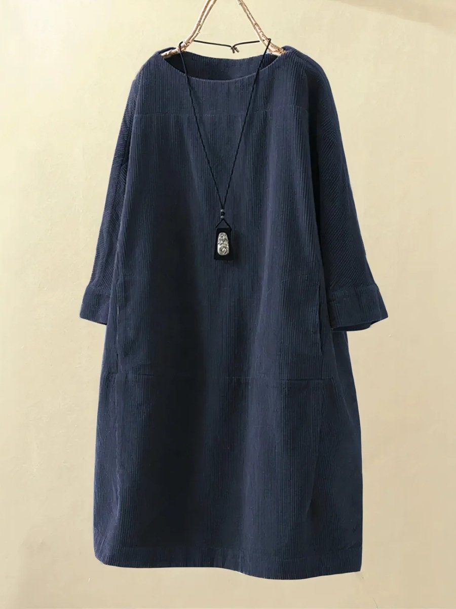 Corduroy midi dress shown in a second colour