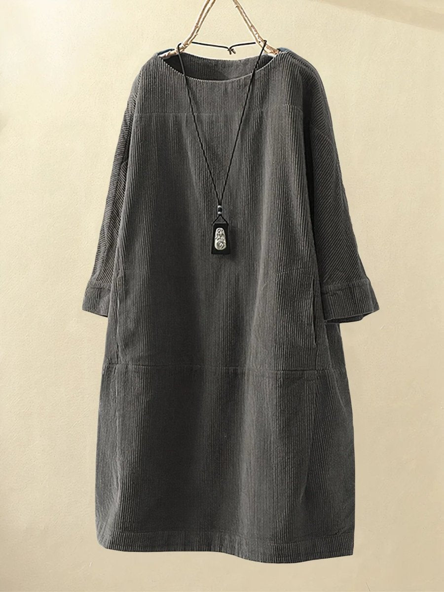 Corduroy dress in a darker colourway