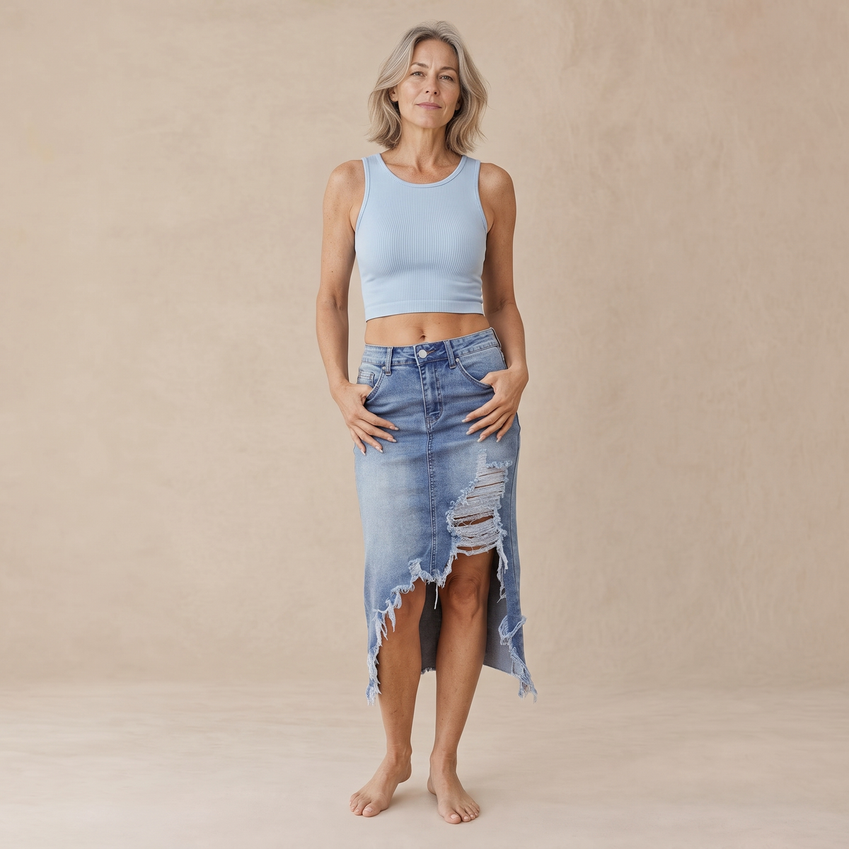 Blake high-waist denim maxi skirt