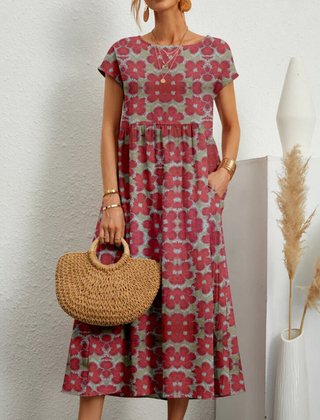 Floral midi dress in a green colourway