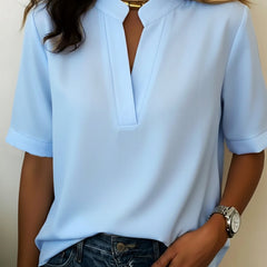Nadia short sleeve relaxed fit shirt in blue