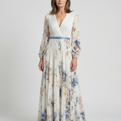 Lavinia Long Sleeve V Neck Floral Maxi Dress
