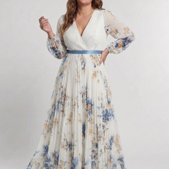 Lavinia Long Sleeve V Neck Floral Maxi Dress
