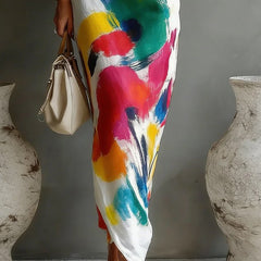 Danella Maxi Dress One-Shoulder Abstract Print
