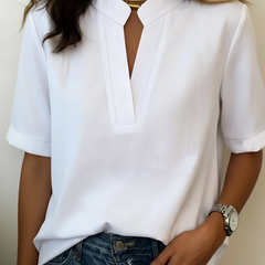 Nadia short sleeve relaxed fit shirt in white