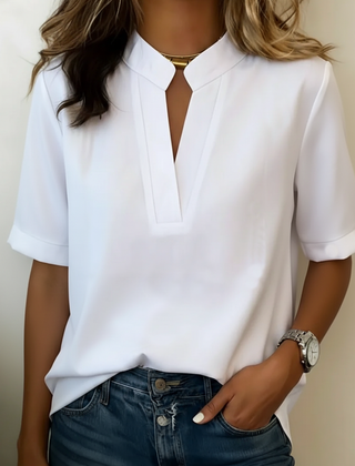 Nadia short sleeve relaxed fit shirt in white