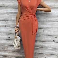 Matilda dress in dark grey stripe