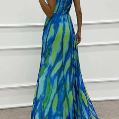 Felicity Vibrant Draped Maxi Dress with Side Slit