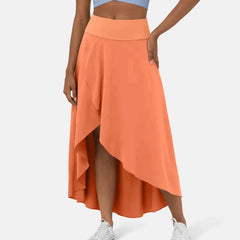 Asymmetric high waist midi skirt front view
