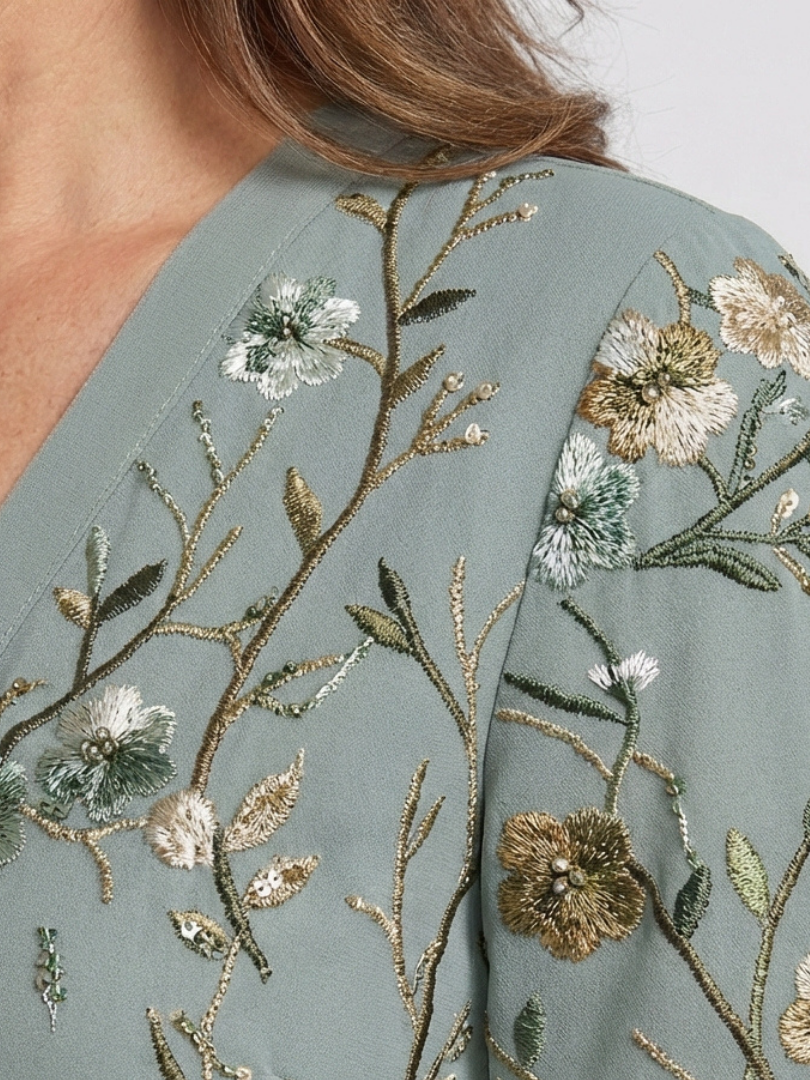 Evadne Floral V Neck Short Sleeve Maxi Dress